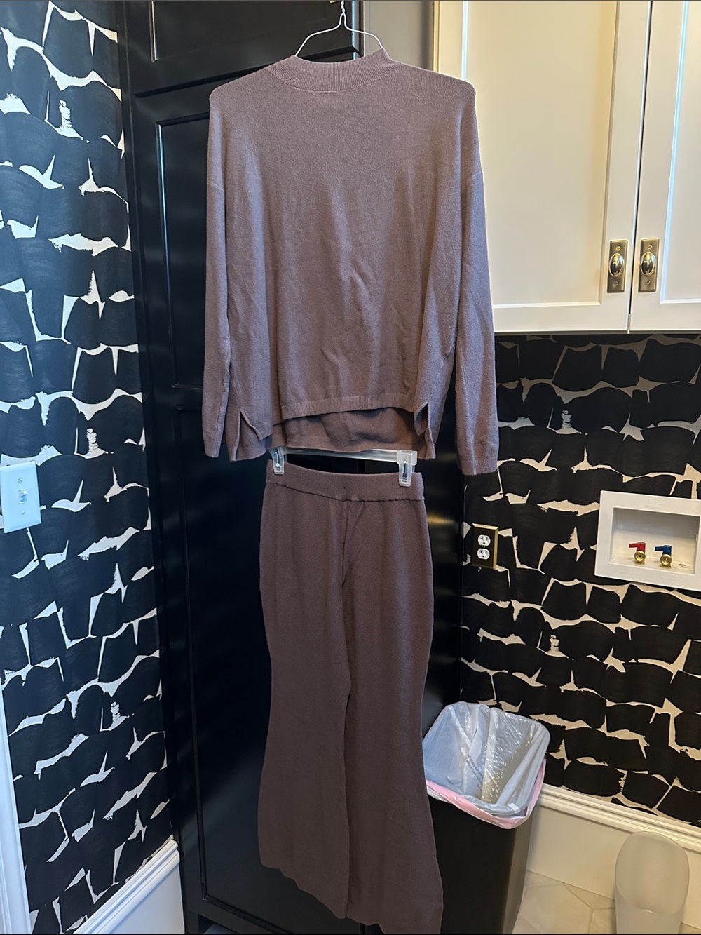 Free People Mauve Knit Lounge Set - Sweater & Wide Leg Pants